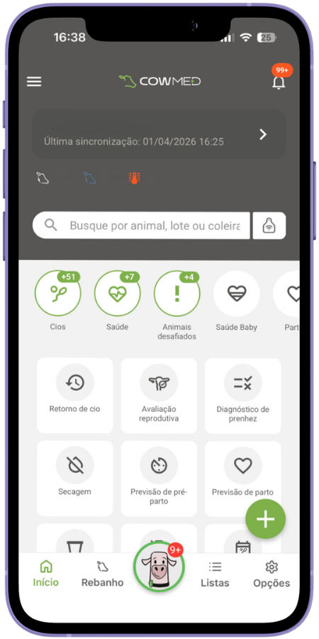 App Cow Connect no celular